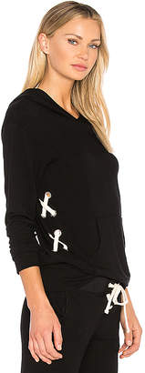 Monrow Lace Up Pullover Hoodie