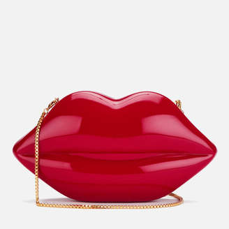 Lulu Guinness Women's Large Perspex Lips Clutch Bag Red