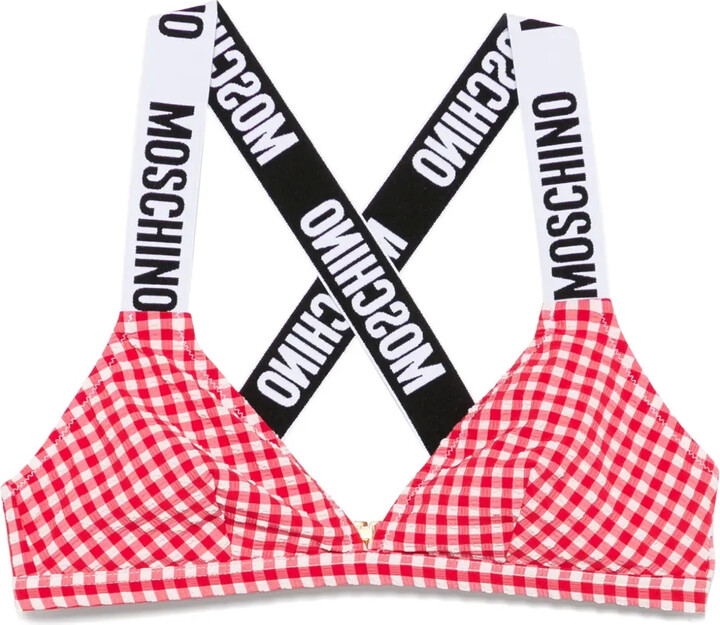 Gingham-Check Bikini Top