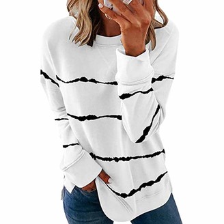 MoneRffi Women Long Sleeve Tops Casual Loose Fit Tunic Tops Baggy Comfy Star Printed Jumper Shirt Plus Size 