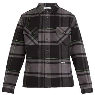 Off-White Off White Checked Brushed Cotton Blend Twill Shirt - Mens - Grey