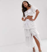 Thumbnail for your product : House Of Stars House of Stars tiered midi skirt in broderie with split front two-piece