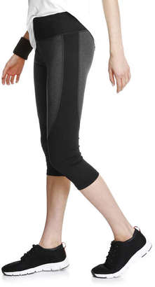 Joe Fresh Women's Accent Panel Crop Active Legging, Charcoal Mix (Size S)