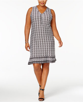 NY Collection Petite Plus Size Printed Studded Dress, Created for Macy's