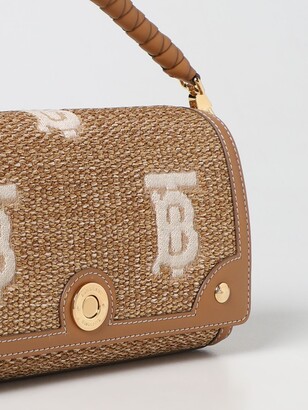 BURBERRY: Briar bag in coated cotton and leather - Beige