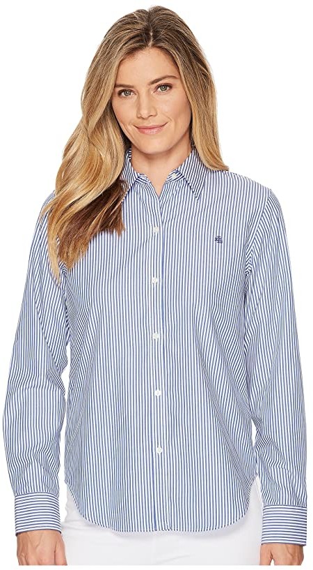 ralph lauren blue and white striped shirt womens