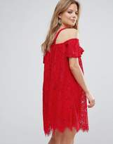 Thumbnail for your product : Missguided Cold Shoulder Lace Shift Dress