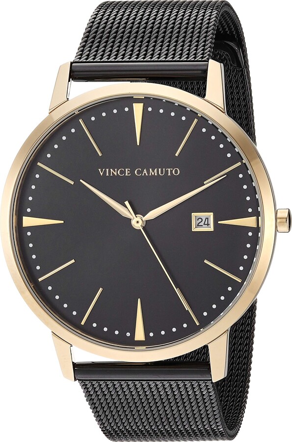 Vince Camuto Women's VC/5301GPBK Date Function Gold-Tone and Black Mesh  Bracelet Watch - ShopStyle