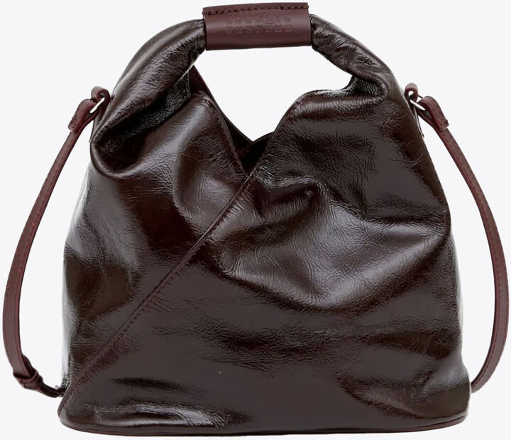 MM6 MAISON MARGIELA Borsa Mano Dark brown glossy cracked leather Japanese  crossbody bag - ShopStyle