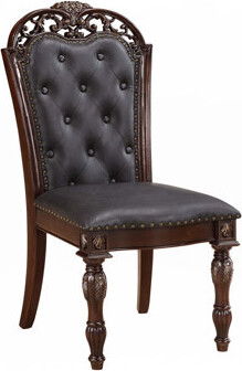Charlton Home Dining Chairs Set Of 2 Button-Tufted Faux Leather Upholstered
