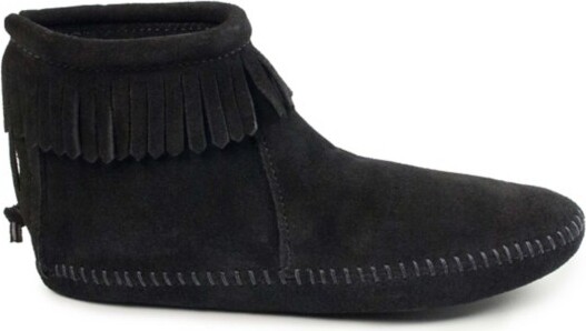 Minnetonka Women's BackZip Softsole Bootie Casual Slippers Regular 5 Black