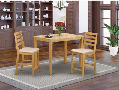 Winston Porter Barview Counter Height Rubberwood Solid Wood Dining Set