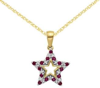 14K Ruby & Diamond Star Pendant with 18" C hain