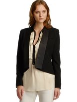 Thumbnail for your product : Halston Cropped Tuxedo Jacket with Contrast Lapel Detail