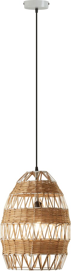 River of Goods 12.75"W 1-Light Kasey Rattan & M etal Pendant