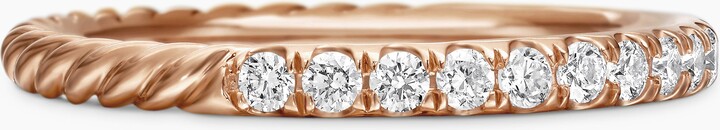 David Yurman Cable Collectibles? Stack Ring in 18K Rose Gold with Diamonds | Women's | Size 9