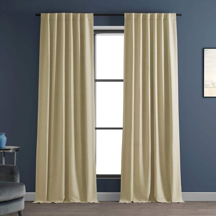 Exclusive Fabrics & Furnishings Candlelight Textured Bellino Room Darkening Curtains-50 in. W x 108 in.L Rod pocket with Back Tabs Single Window Panel