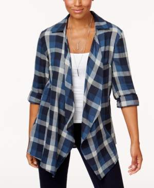 Style&Co. Style & Co Cotton Open-Front Plaid Completer, Created for Macy's