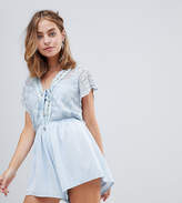 Thumbnail for your product : Sisters of the Tribe Sisters Of The Tribe Petite Deep V Romper With Lace Panel