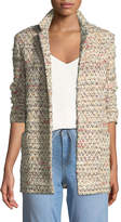 Thumbnail for your product : Adam Lippes Open-Front Long-Sleeve Cotton Tweed Long Blazer