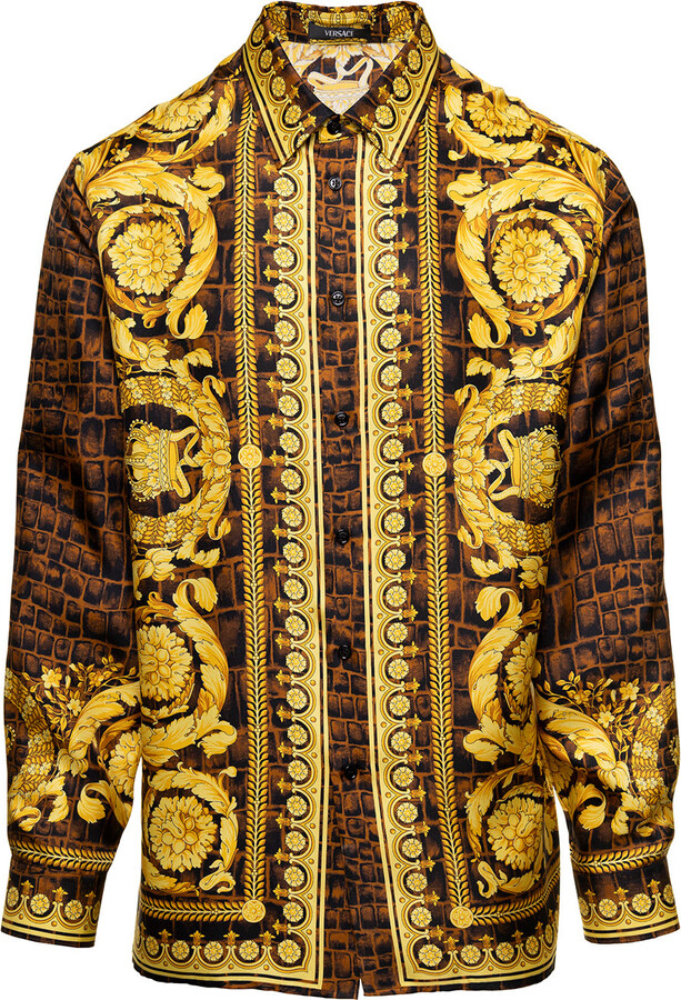 Versace Informal Shirt Twill Silk Fabric Medusa Harness Print - ShopStyle