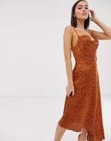 Thumbnail for your product : Missguided cowl neck slip dress with asymmetric hem in polka dot print