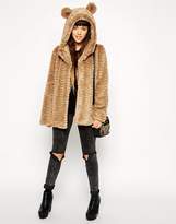 Thumbnail for your product : ASOS COLLECTION Faux Fur Hooded Coat With Animal Ears