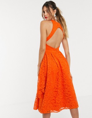asos design fold back crop top midi prom dress
