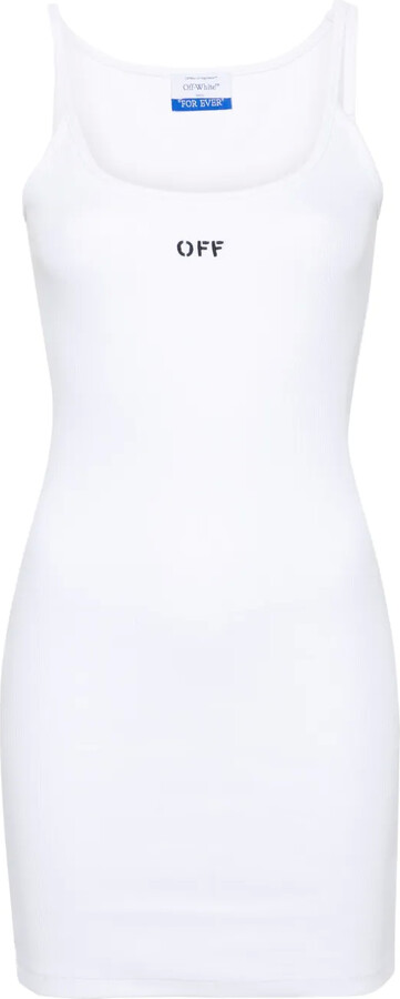 Off-White Logo-Print Ribbed Minidress