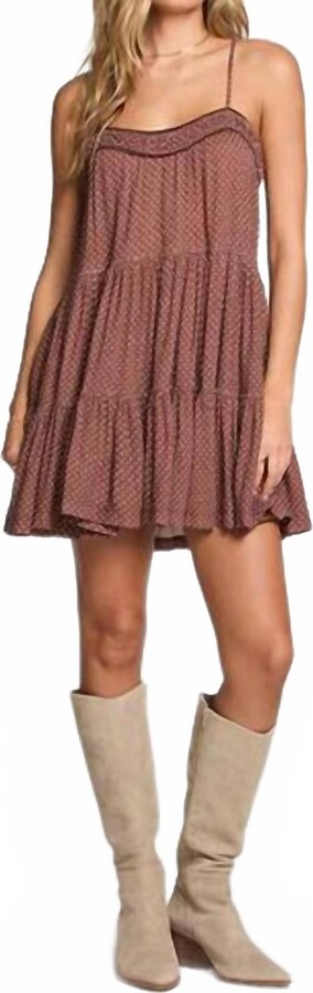 SALTWATER LUXE Genevieve Dotted Mini Dress In Brown