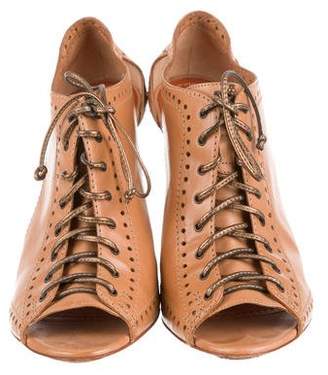 Santoni Leather Lace-Up Booties