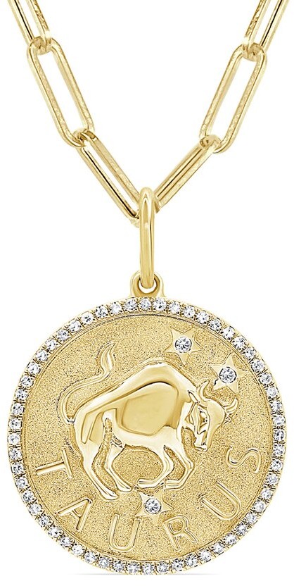 Bling Bella Gold Plated Taurus Zodiac Pendant Symbol Zodiac Sign Necklace  For Women & Girls