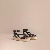 Thumbnail for your product : Burberry Leather and House Check Espadrille Sandals