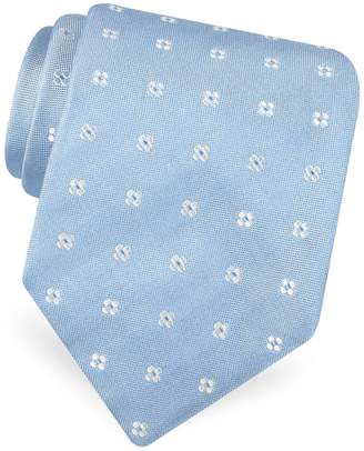 Forzieri Gold Line- Rounded Flower Dots Woven Silk Tie