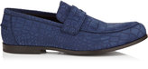 Thumbnail for your product : Jimmy Choo Darblay Navy Matt Croc Embossed Leather Penny Loafers