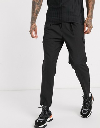 mens elastic waist cargo pants with drawstring