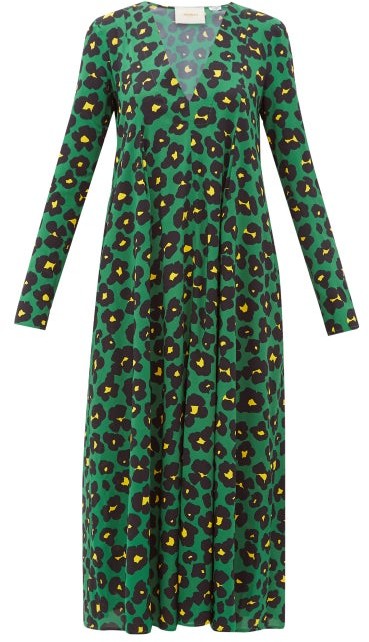 green print midi dress