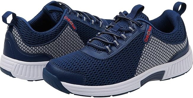 Orthofeet Edgewater Men's Walking Shoes Blue : 9 EE - Wide Textile