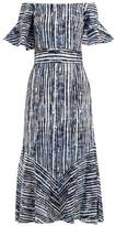 Thumbnail for your product : Goat Fantasy Batik Striped Print Cotton Blend Dress - Womens - Blue Stripe