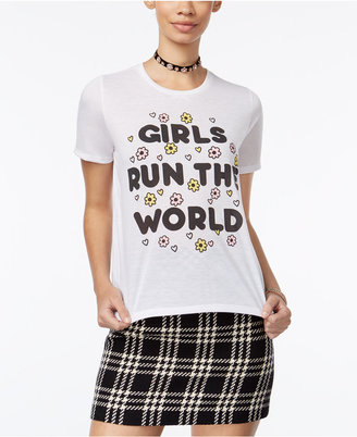 Mighty Fine Juniors' Girls Run The World Graphic T-Shirt