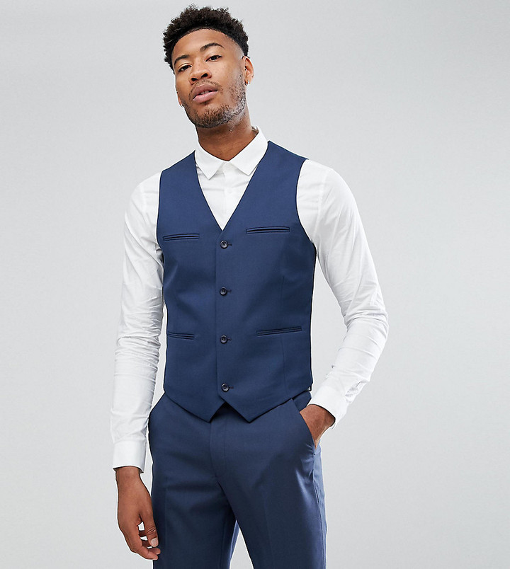 ASOS DESIGN ASOS TALL Slim Suit Vest In Mid Blue - ShopStyle