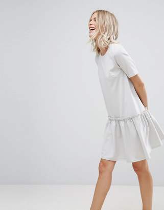 ASOS Swing Dress With Ruffle Dropped Hem And Tie Back
