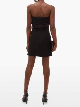 Saint Laurent Bow-trim Satin And Crepe Mini Dress - Womens - Black