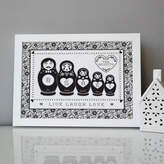 Thumbnail for your product : Pepper Print Shop Personalised Cross Stitch Russian Doll Family Print