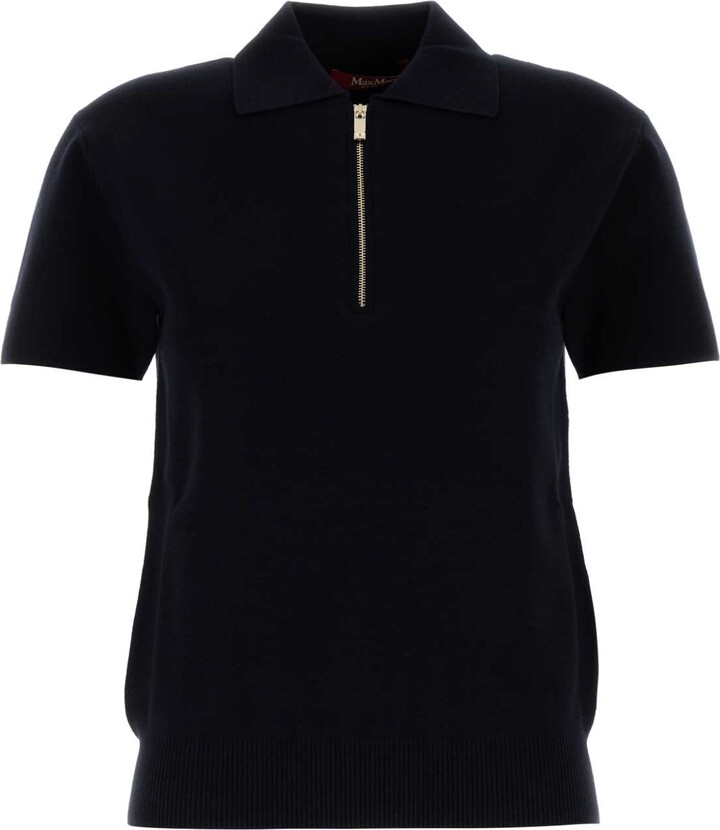 Studio Max Mara Midnight Blue Viscose Blend Teti Polo Shirt