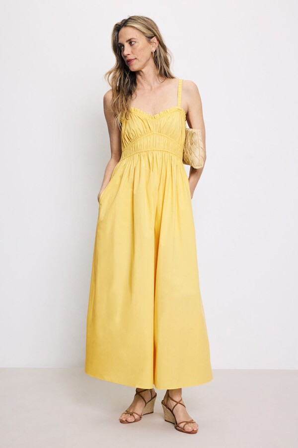 Dalza Shirred Maxi Dress Yellow