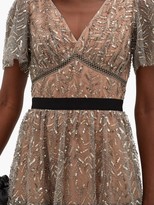 Thumbnail for your product : Self-Portrait Tiered Sequinned Tulle Midi Dress - Silver