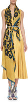 Thumbnail for your product : Burberry Silk Chevron Paneled Dress, Bright Larch Yellow