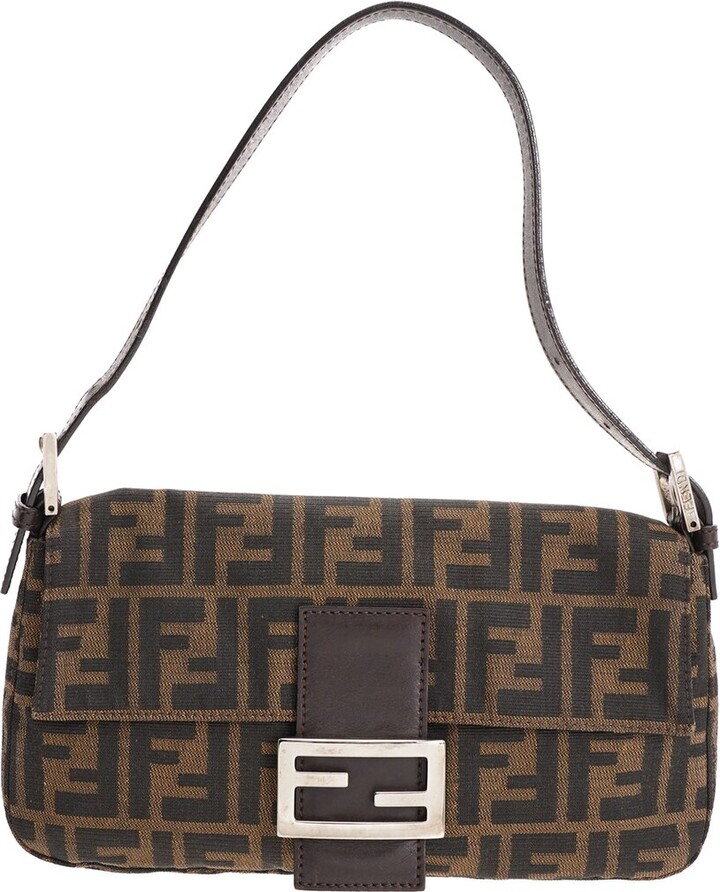 Fendi Vintage Zucca Devil Trapezio - Brown Handle Bags, Handbags