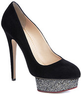 Thumbnail for your product : Charlotte Olympia Dolly Swarovski suede courts Black